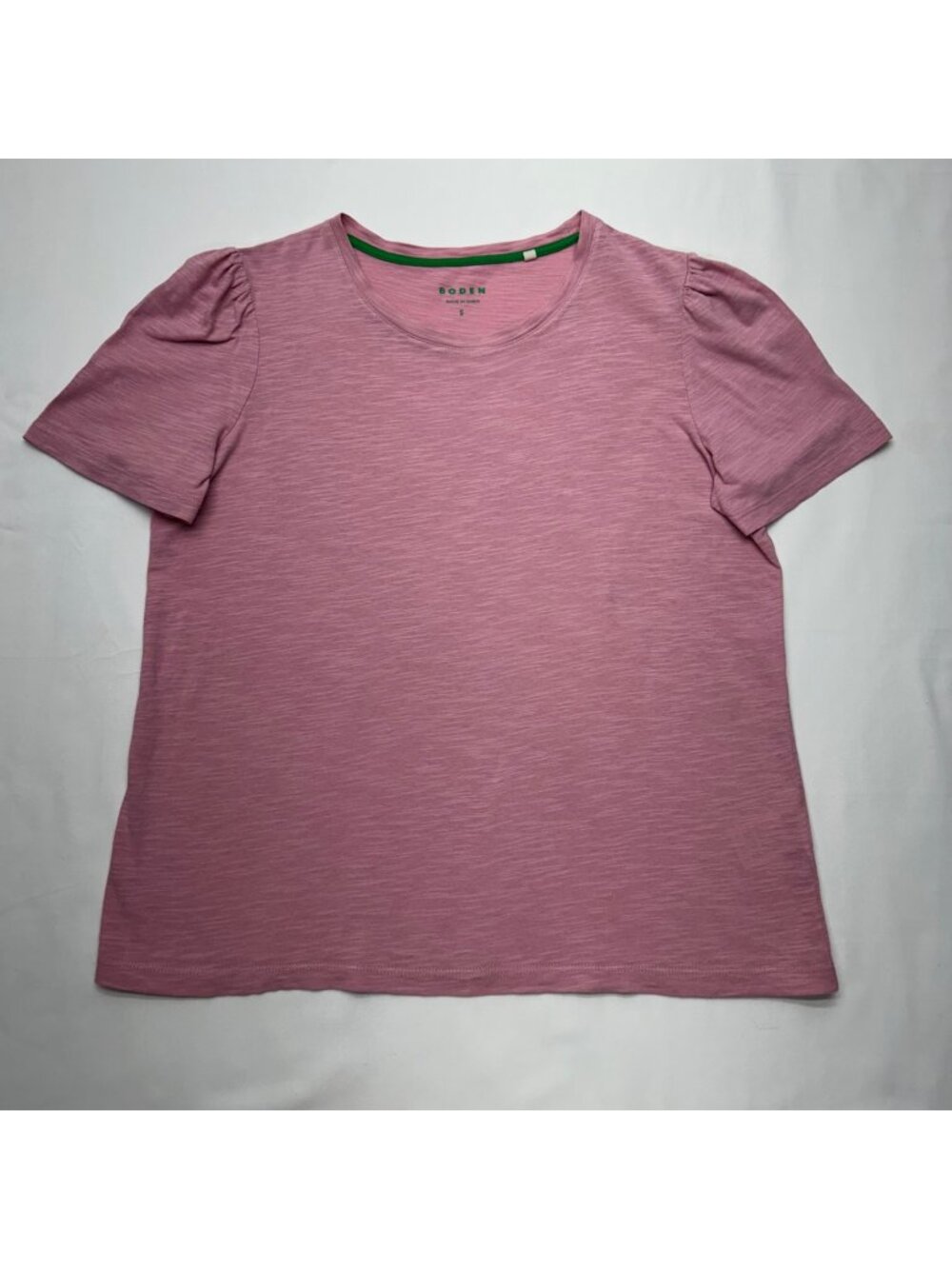 Boden Women's Pink Puffy Sleeve T-Shirt S 100% Cotton